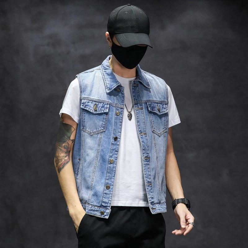 

Men s Sleeveless Denim Jacket, Single Breasted Lapel Vest Coat, Blue Gray Black Denim Top Vest, Asia Size M-5XL 6XL синій