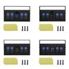 Aluminum Rockers Switches Panel 4 Gang Box with USB Chargers Voltmeter for Marine Automotives & Off Roads Applications