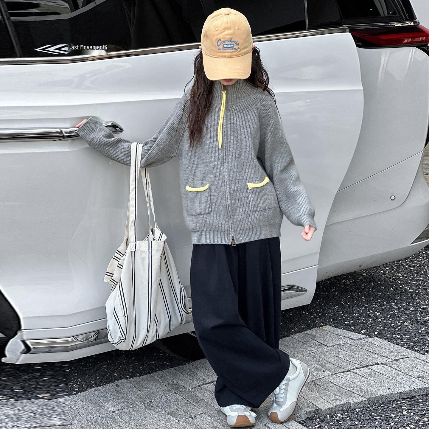 

Серый кардиган с капюшоном для девочек - Коллекция Весна/Осень 2025 130