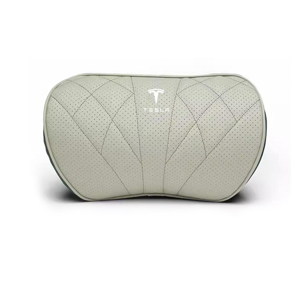 Car Leather Seat Headrest Lumbar Back Support Cushion Neck Pillow For Tesla Model 3 Model Y Model S X Cybertruck Roadster SpaceX