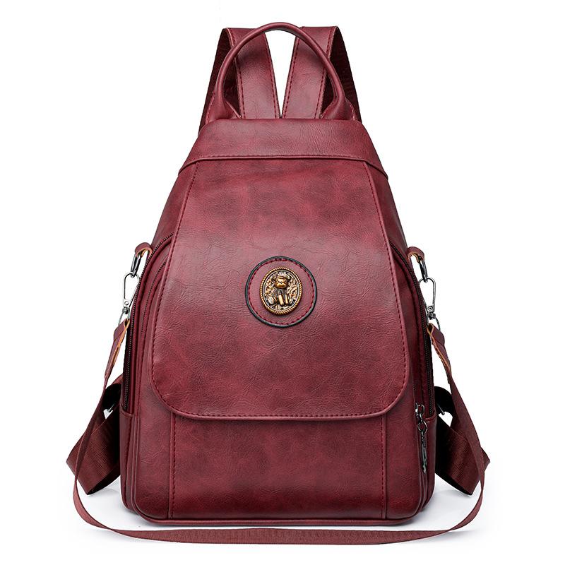 

Мягкий кожаный рюкзак, женский рюкзак для поездок на работу, многофункциональная сумка через плечо красный