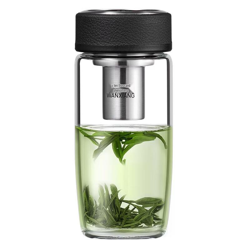 WANXIANG Classic Textured Glass Tea Cup with Infuser