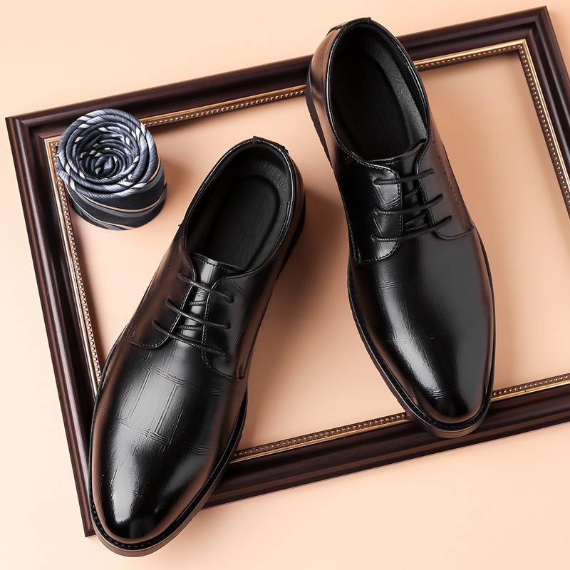 

Деловые туфли из кожи мужские кожаные туфли с мягкой подошвой, заостренные британские туфли для повседневного ношения, обувь для жениха, свадебные туфли для костюма, импортная торговля 37