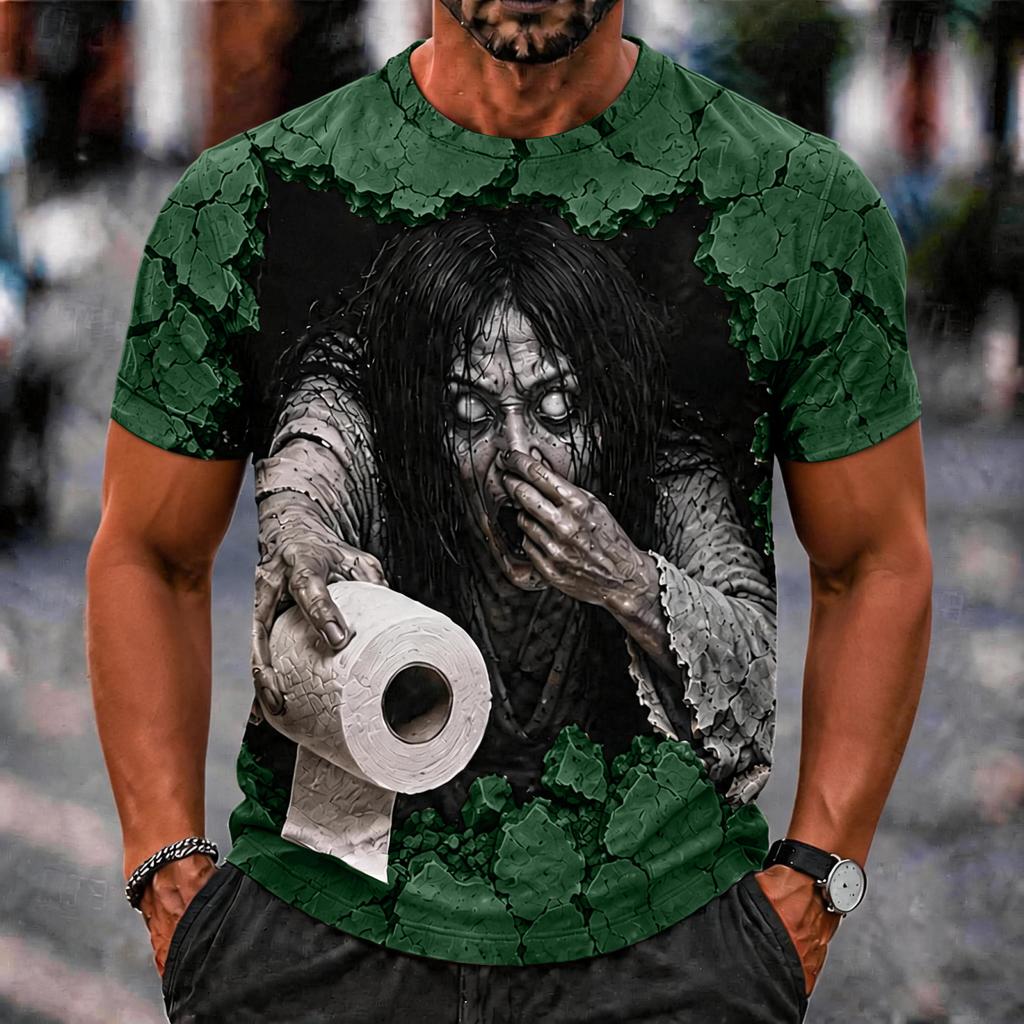 Men's Funny Halloween Printed T-Shirt for Costume Party