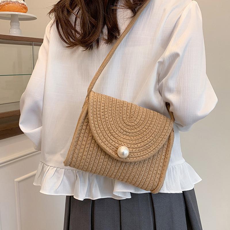 Beach Wowen Shoulder Bag Summer Crossbody Wallet Flap Crossbody Bag for Women