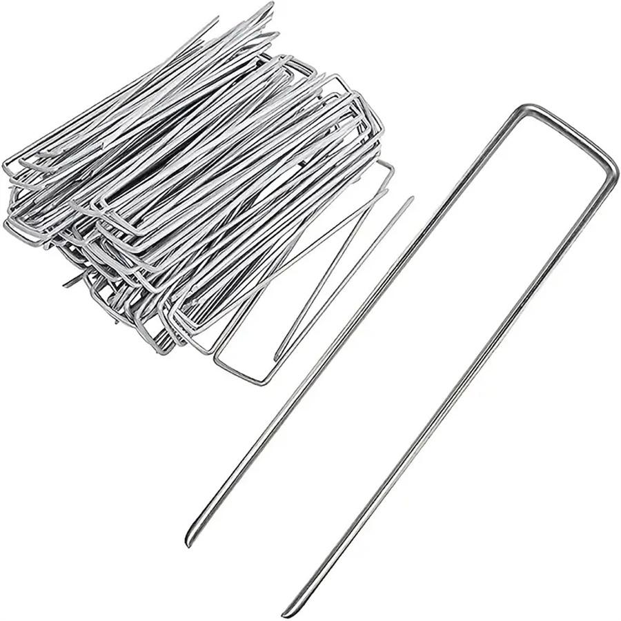 50pcs Landscape Staples, U-Shaped Garden Pins Garden Stakes Staples, Heavy Duty Yard Lawn Tent Stakes Securing Pegs For Weed Ba