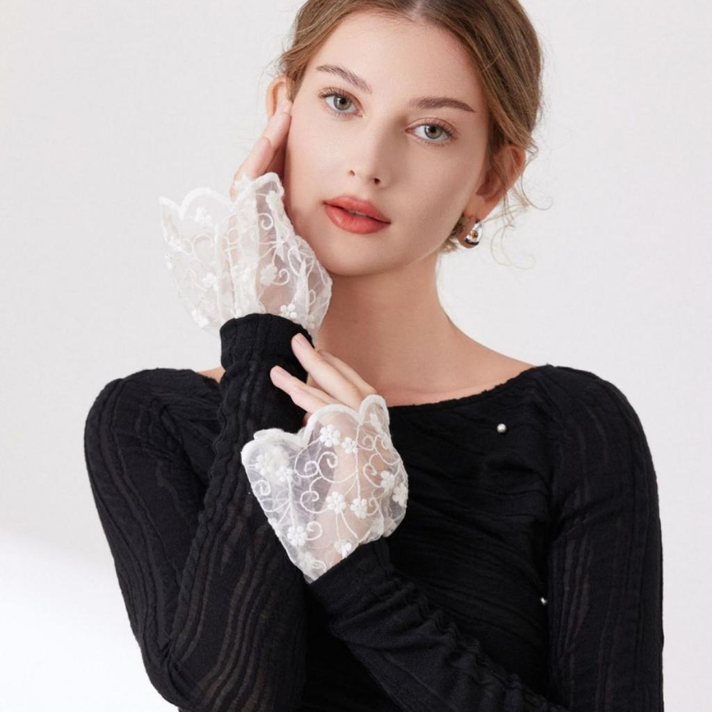 Women's accessories lace hand sleeves temperament small fragrance style decorative sleeves three-dimensional lace high-end cuffs