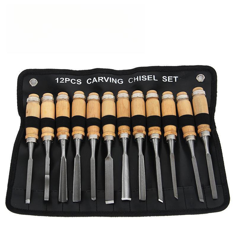 12-Piece Woodworking and Carving Knife & Chisel Set