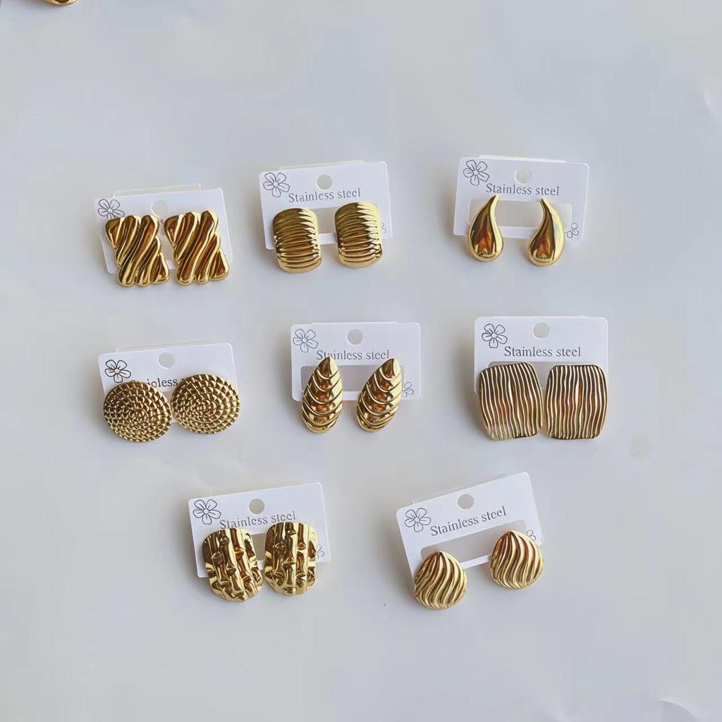 Casual Elegant Stainless Steel Stud Earrings for Women, Geometric Design , Perfect For Everyday Wear And Parties Perfect Gift