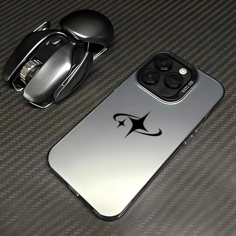 

Black Four Star Laser Yuanqi Shell Lens phone case suitable for both men and women For iPhone 11 12 13 14 15 16 17 XS XR X 1213 Plus Pro Max SE series iPhone 16 Pro чёрный