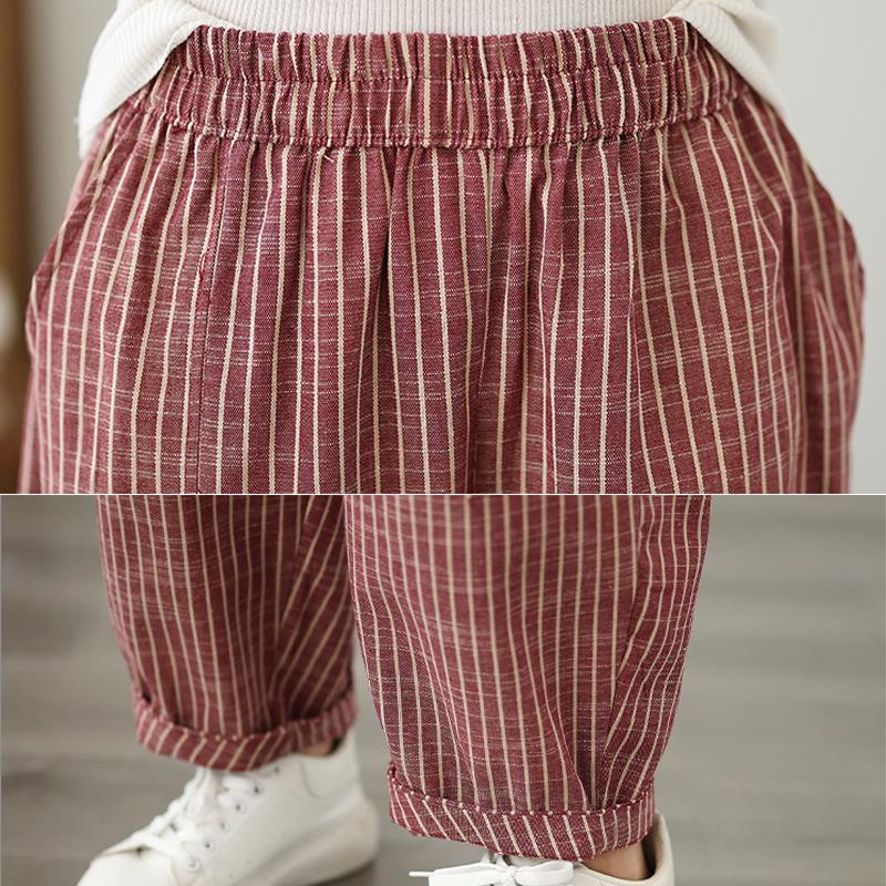 Striped Cotton and Linen Fashion Suit Female Spring and Fall Fashion Literary Leisure Suit Loose Haren Pants Two-piece Set