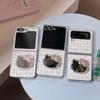 Cute Kawaii Hello Kitty Phone Case with Rhinestone Mirror  Beaded Lanyard For Samsung Galaxy Z Flip 7 6 5 4 3 Plaid Star Foldabl