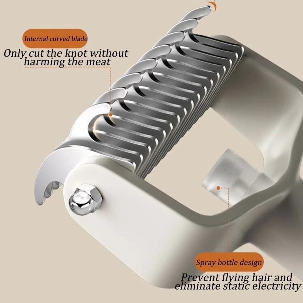 Stainless Steel Pet Dematting Comb Anti-tangle Widened Cutters Pet Hair Thinning Brush with Sprayer Comfortable Grip