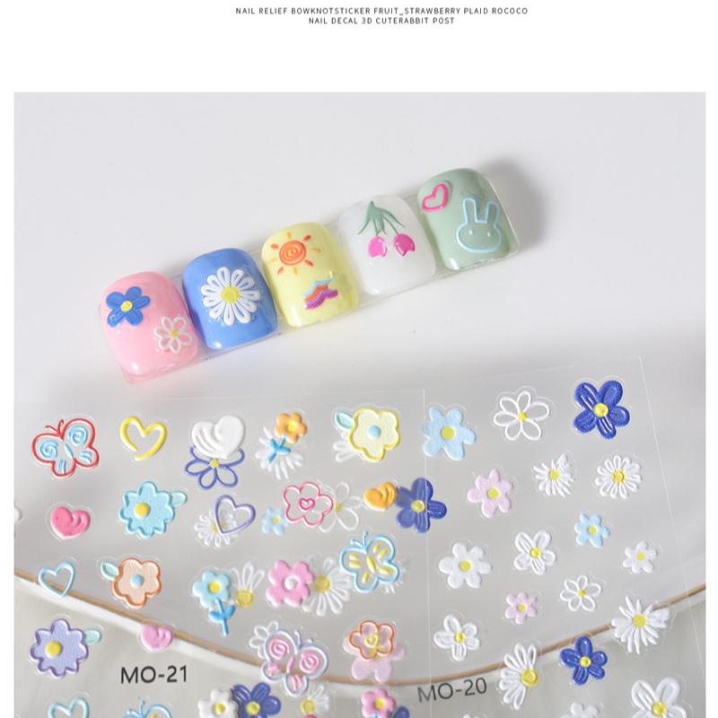 3D Reliefblumen Nagelsticker Kleines Muster Nagelkunst Aufkleber Laser Schmetterling Zubehör Klebeaufkleber DIY Dekorationsaufkleber