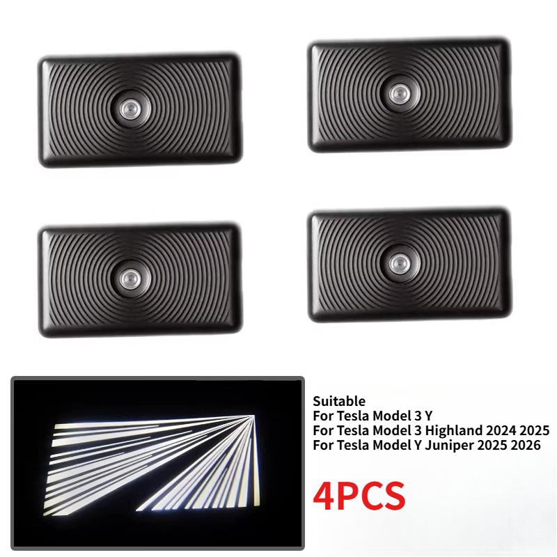 Door Lights For Tesla Model 3/Y Highland Juniper Projector Puddle Lights Ultra-Bright Welcome Step Light Glass Film Never Fade