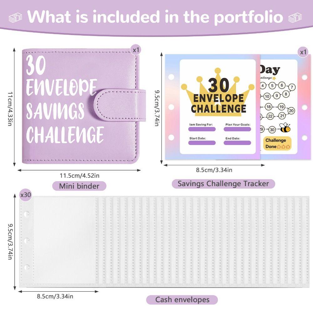 PU Leather Money Saving Challenge Book 30 Envelope Challenge Binder  Money Saving Challenge