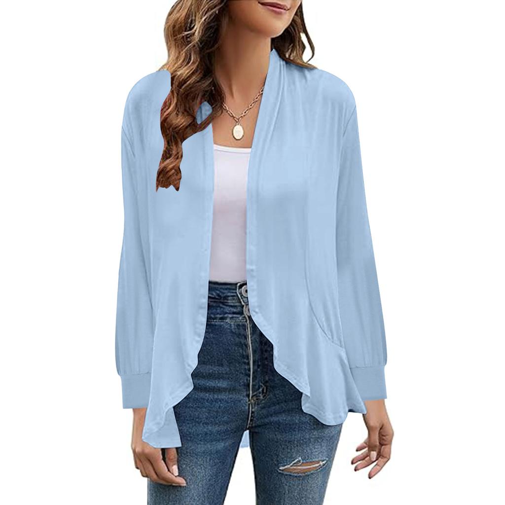 Women's Long Sleeve Cardigan Casual Open Front Coats Loose Solid Color Cardigans For Women