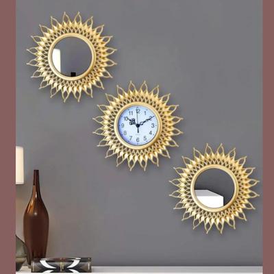 I più venduti 3 Pezzi Eleganti Europei Lusso Hotel Bagno Orologi Decorativi Cornice Oro Antico Rotondo Creativo Vintage Orologio da Parete