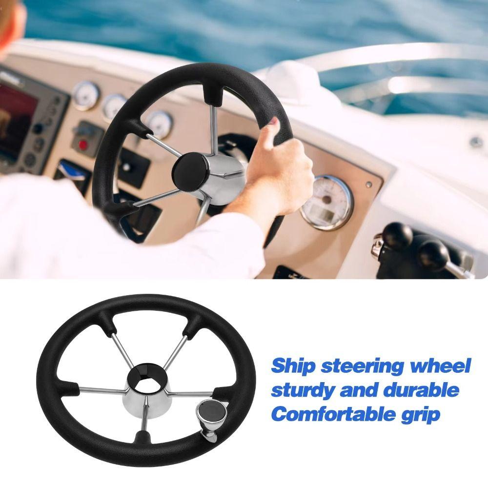 Black Foam Grip Boat Steering Wheel Stainless Steel Destroyer Steering Wheel  Marine Use