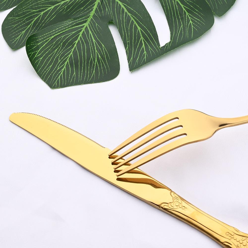 5pcs/set Rainbow Tableware Set Stainless Steel Dinnerware Royal Knife Dessert Fork Spoon Flatware Cutlery Set Western Silverware Set for 1