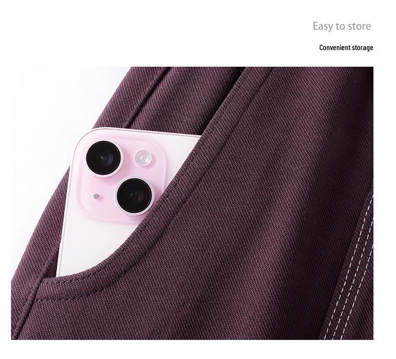 High-End Women's Purple Scimitar Spring 2025 Slimming Wide-Leg Pants with Elastic Waist