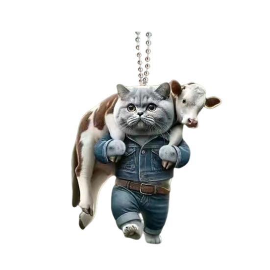 Car Pendant Lightweight Portable Cat Dog Design Hanging Pendant 2D Acrylic Charm Keychain Keys Backpacks Handbags Accessories