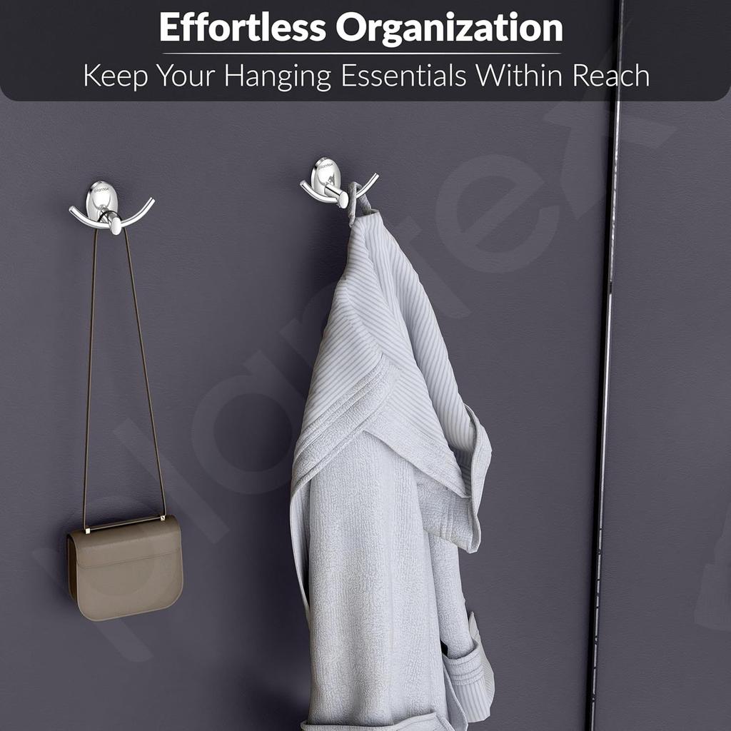 Grade Stainless Steel Bathroom Hooks for Hanging Towels and Clothes In Washroom/Bathroom Accessories - Oreva (Chrome)