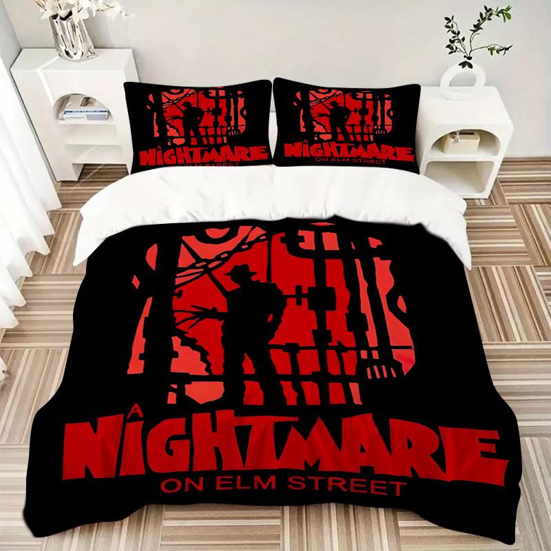 3pcs A Nightmare on Elm Street Bedding Set, Soft Polyester Duvet Cover and Pillowcases Machine Washable Seasons all suitable 64