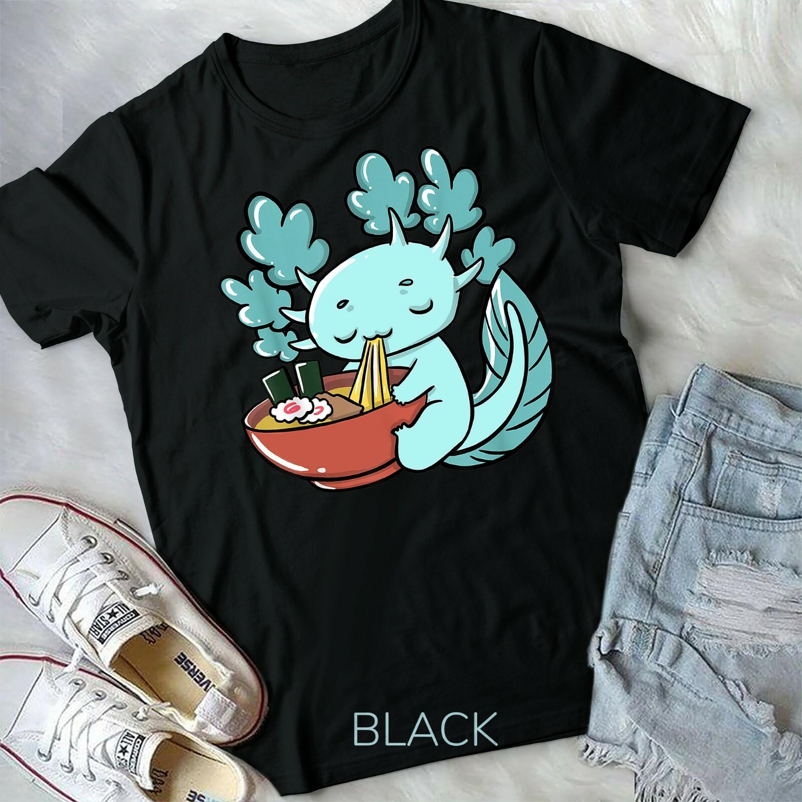 Cute Kawaii Anime Axolotl Japanese Ramen Noodles Unisex Form T-shirt L