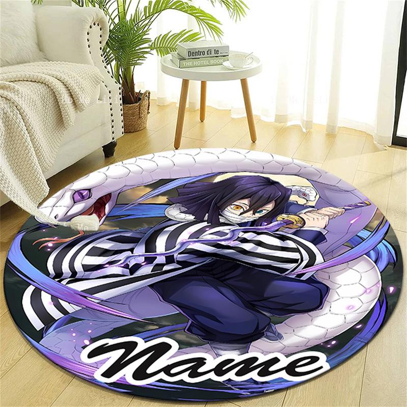 Personalized Demon Slayer Round Chair Office Rug - Perfect for Mat, Office Chair & More - Ideal Gift for Birthdays and Holidays