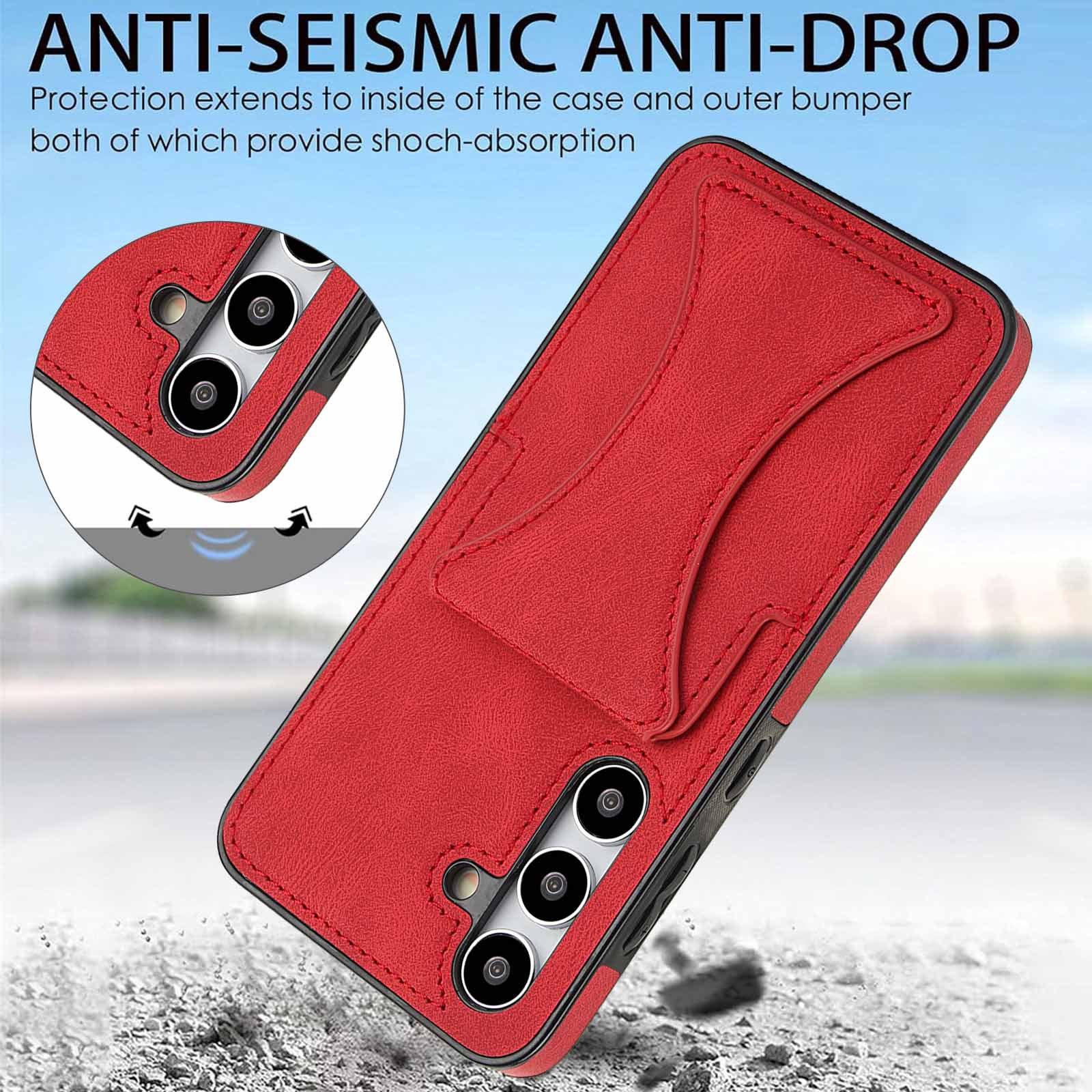 

For Samsung Galaxy S25 Ultra Edge S24 Fe S23 Plus S22 + S21 S20 Note 20 Ultra Leather Phone Case Magnetic Card Holder Soft Cover Galaxy S23+ червоний