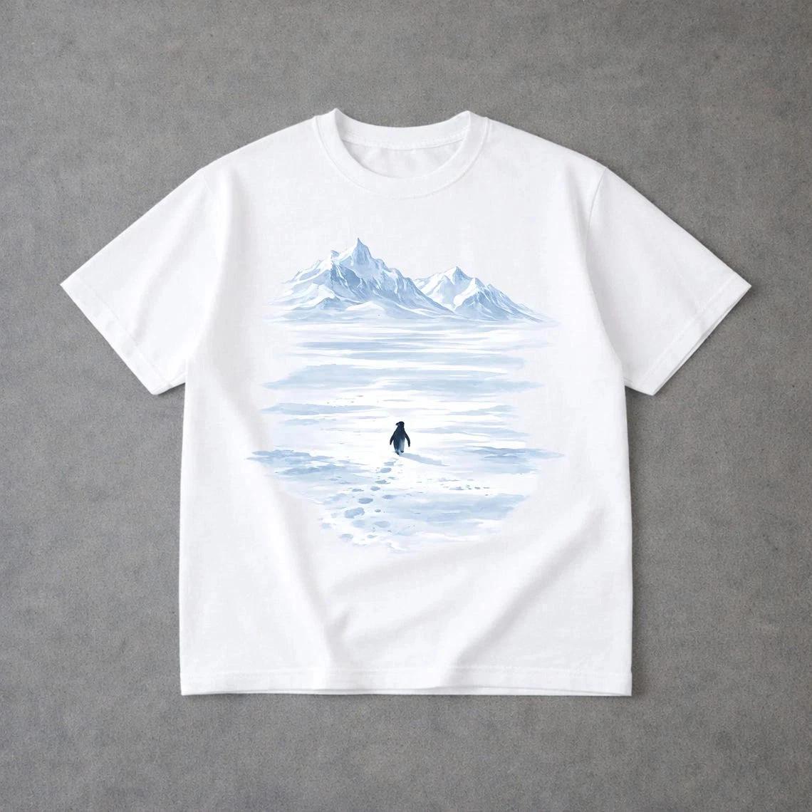 Lone Penguin Nihilist Hiking Mountain Graphic T-Shirt XXL