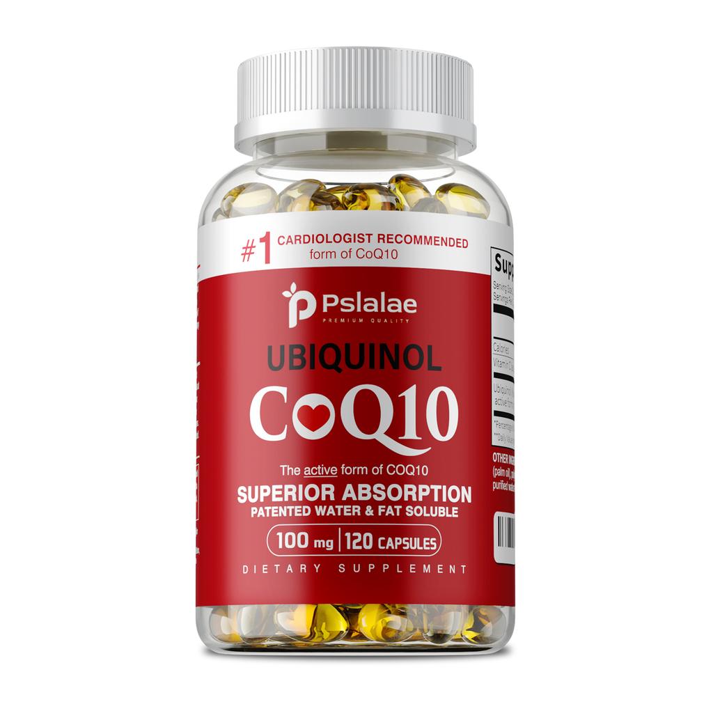 Pslalae Super Coenzima Q10 in Capsule Morbide, 100mg per dose, antiossidante, benefico per la salute del cuore e la produzione di energia.