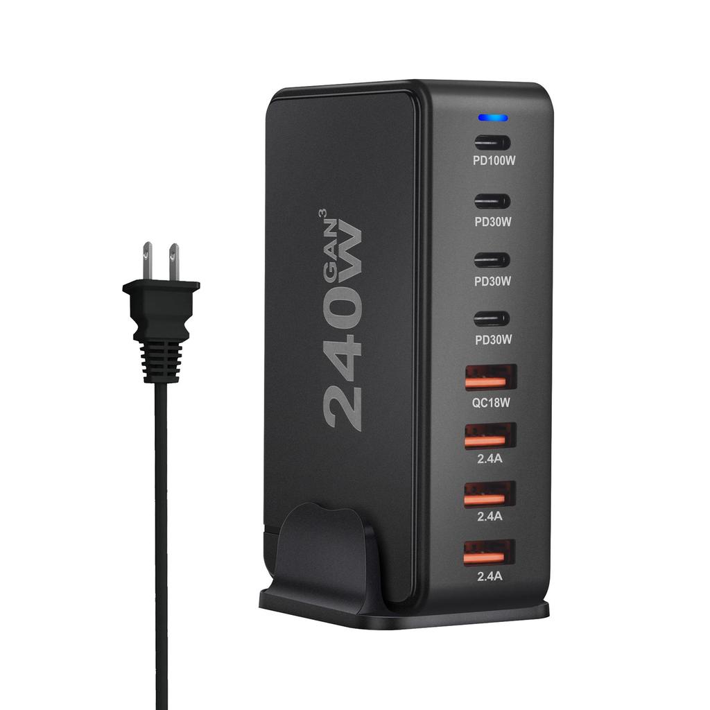 268W Gallium Nitride 8-Port 240W PD Desktop Charger.