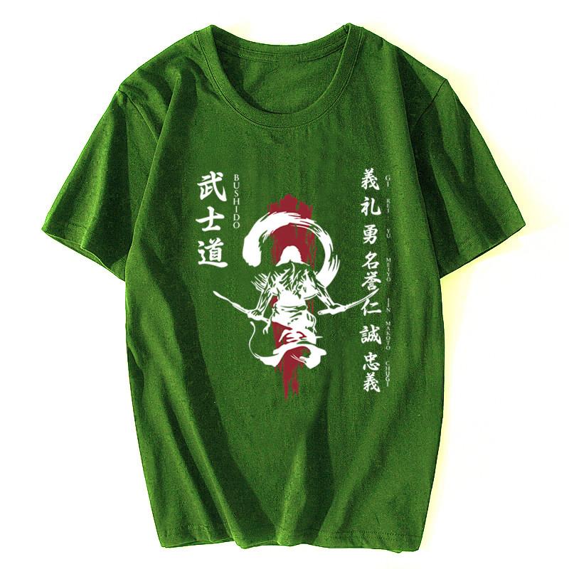 Fan Samurai Warrior Japanese The Seven Virtues Of Bushido New Short Sleeve Men Fashion Men Round Neck Cotton T Shirt
