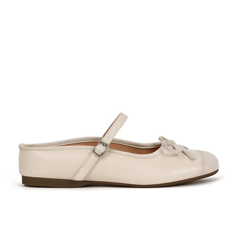 5Cm Small Inner Height Increase Ballet Shoes Women's Outer Wear Square Head Silver Single Shoes Bow 2024 Mary Jane