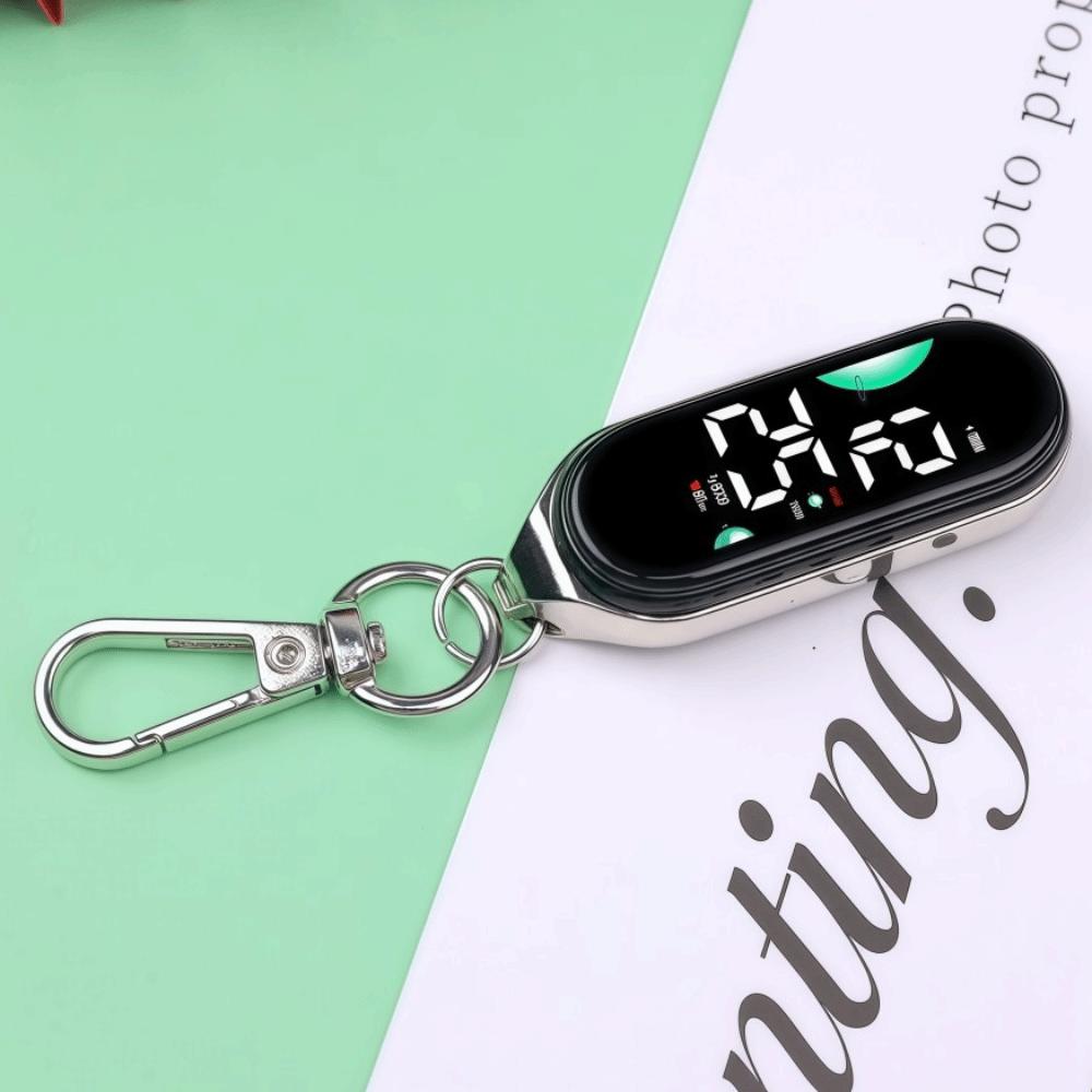 Waterproof Electronic Hanging Watch LED Watch Keychain Pocket Watch Examination silver