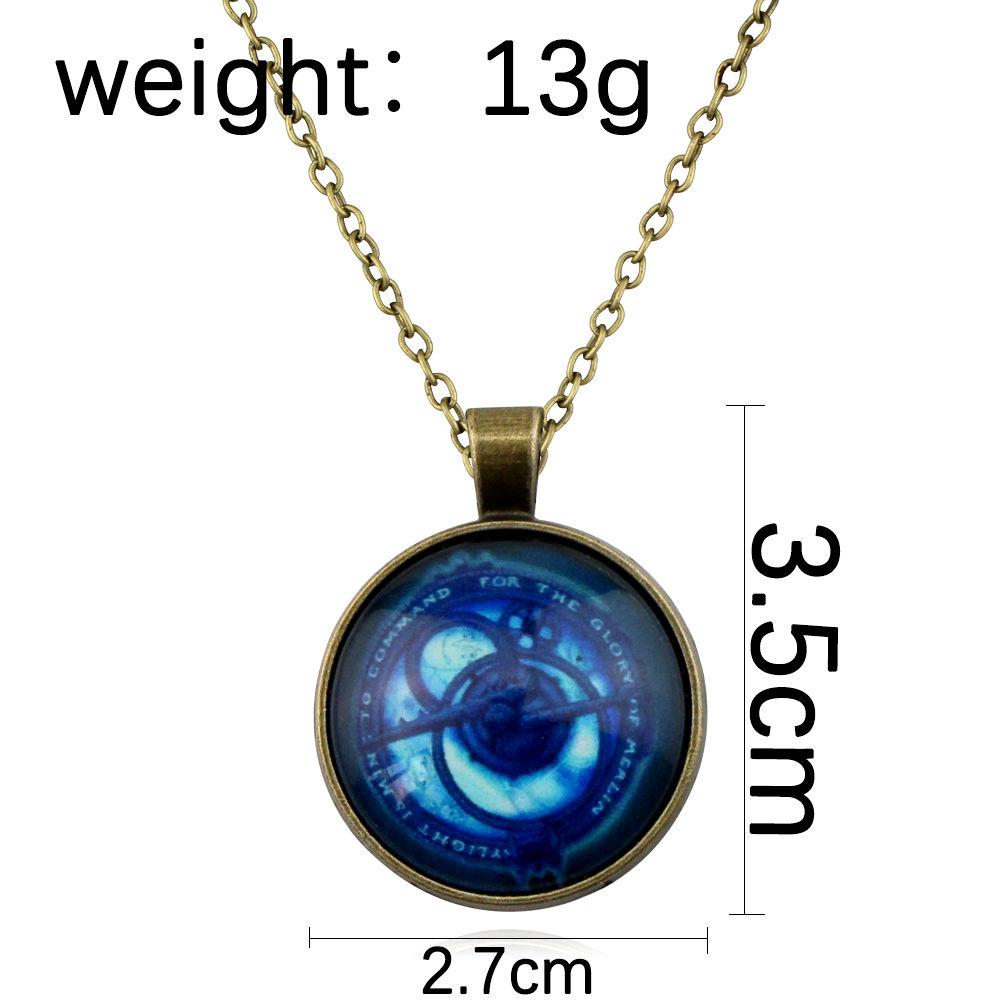 Vintage Amulet Pendant Necklaces Bronze Color Chain Blue Crystal for Childrends Toys Women Men Jewelry Gifts