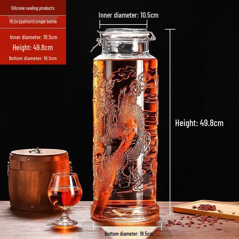 ZISIZ Dragon & Phoenix Glass Infusion Jar with Airtight Seal