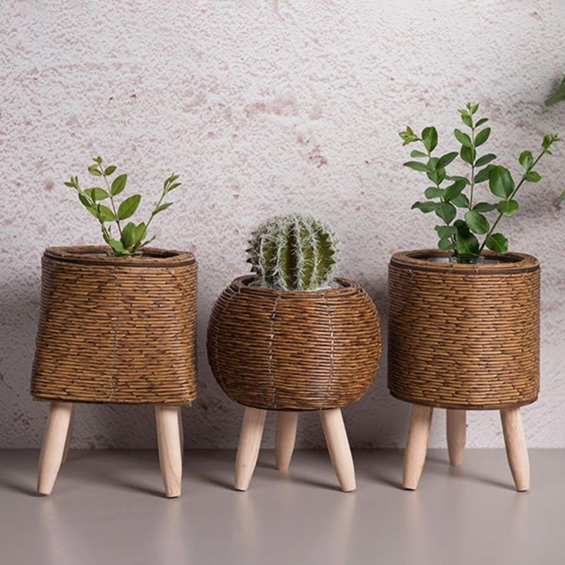 Rattan Weaving Flowers Plant Basket Grass Planter Indoor Outdoor Garden Pots Container for Bonsais Decorations