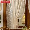 1PC Nuan Series French Rococo Style Sheer Curtain Pastoral Style Lace Half Curtain Door Curtain for Living Room Kitchen Cupboard Window Home Decor