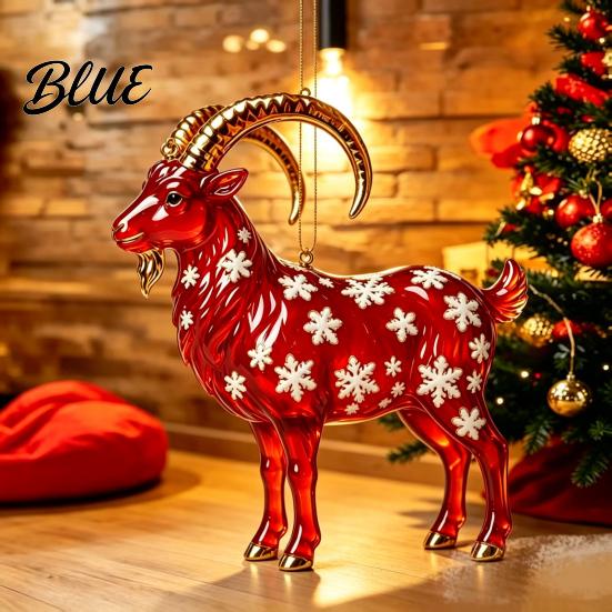 Festive Party Supplies Goat Christmas Car Hanging Ornament 2D Acrylic Pendant with Seasonal Ornaments String Cute Animal Decor for Rearview Mirror,