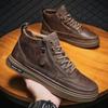 2025 Autumn and Winter New High-top Business Casual Leather Men's Shoes Zipper Martin Boots Trendy Short Boots Men's Board Shoes