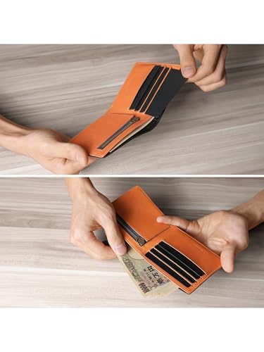 [Fabrizio] Ultra-thin Bi-fold Wallet for Men and Women, Slim, Easy To Use, Italian Leather, Crafted by Top Leather Artisans, Genuine Leather, YKK Zipp