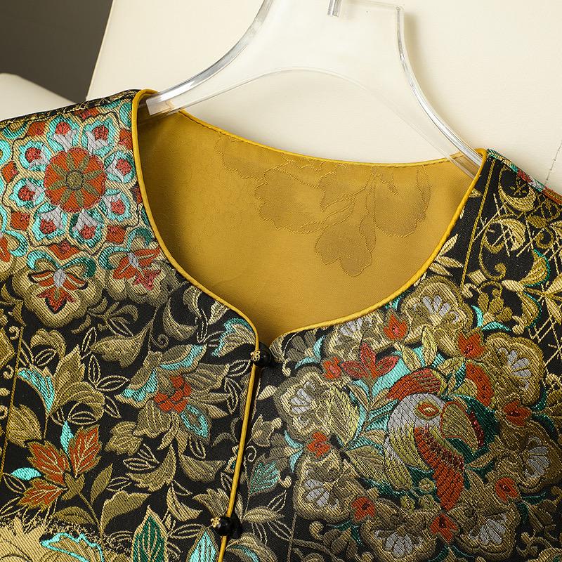 Double-Sided Retro Song Brocade Jacquard Vest for Women – Chinese Style, Tang Suit Inspired.