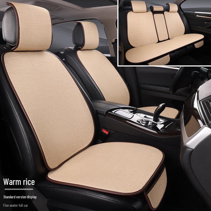 Comprehensive All-Season Linen Seat Cushion Set for Five-Seater Cars