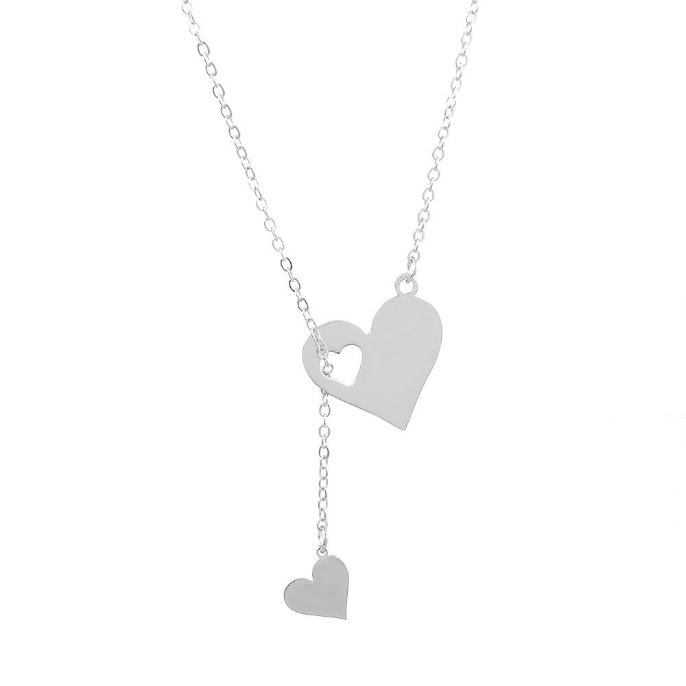 2026 Titanium Steel Love Necklace for Women Fringe Sweater Chain Adjustable Length & Width Personality Niche Fashion Jewelry Non-Fade Light Luxury