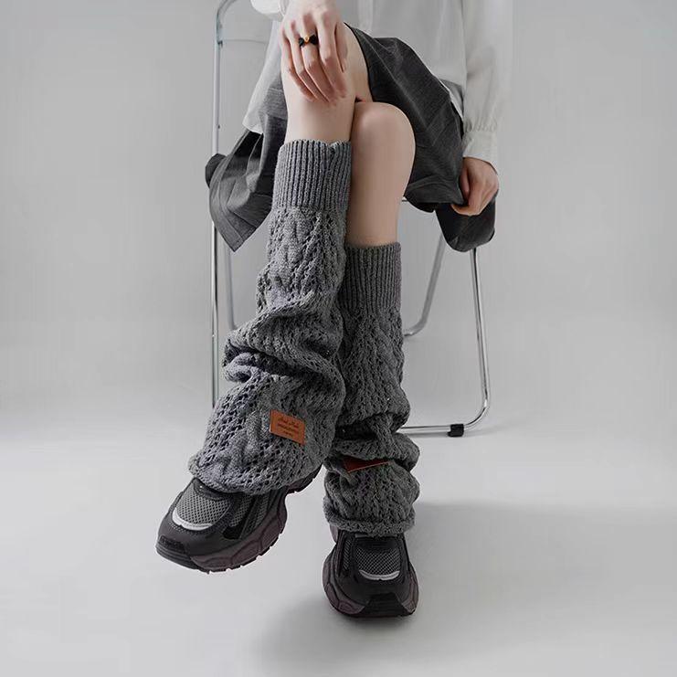 Spring Summer Japanese Spice Girl Hollow-out Leg Warmers for Women Knitted Breathable Calf Flared Student Slouchy Long Socks