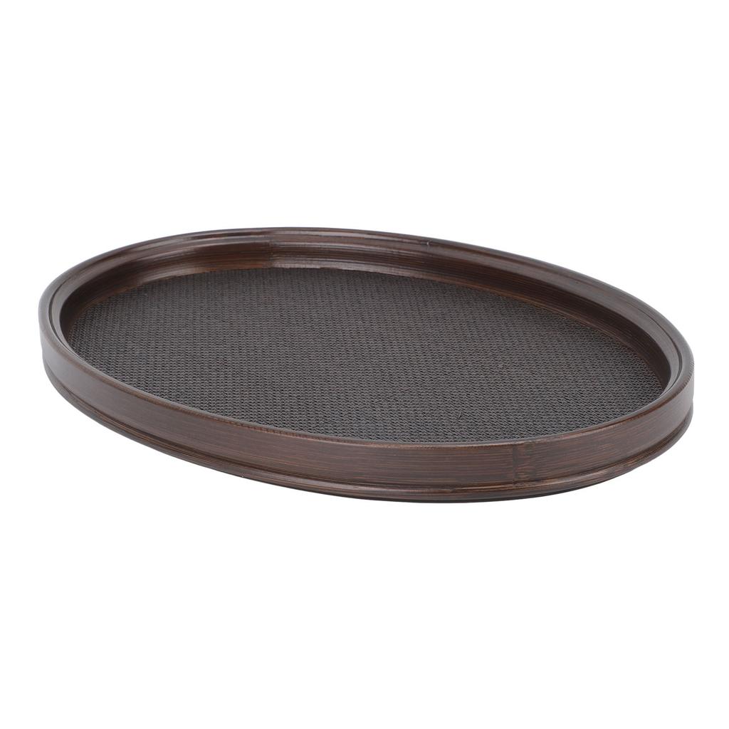 Tea Tray Bamboo Wood Serving Tray Large Space Japanese Minimalist Vintage Serving Board for Tea Dessert Food Dinner Oval