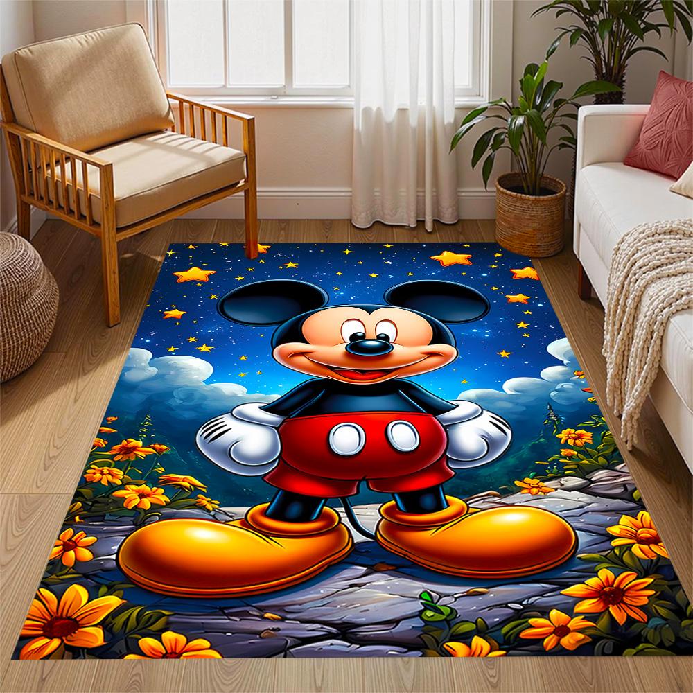 Mickey Mouse Adventure Disney Cartoon Theme Anti-Slip Rug - Polyester, Home Decor, Suitable for Bedrooms, Living Rooms, Doorways, and Studios
